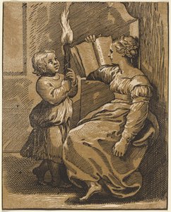 Sibyl Reading by Italian 16th Century, after Ugo da Carpi, after Raphael