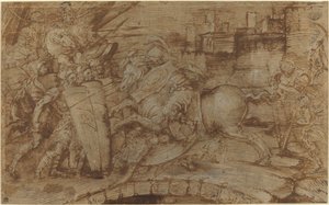 Horatius Cocles Defending Rome by Italian 16th Century or Master of the Victoria and Albert Diableries