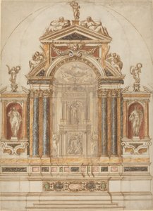 An Elaborate Altar of Colored Marble Ornamented with Sculptures by Italian 17th Century
