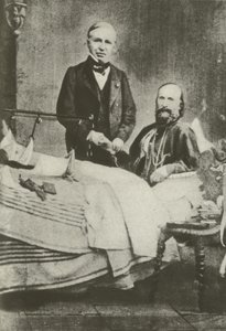 Garibaldi, wounded in battle, with his doctor by Italian Photographer