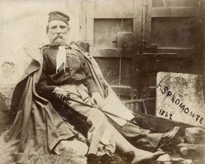 Giuseppe Garibaldi in Aspromonte, with injured leg in 1862 by Italian Photographer