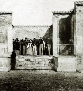 Giuseppe Garibaldi with Giuseppe Fiorelli on a Visit to Pompeii by Italian Photographer