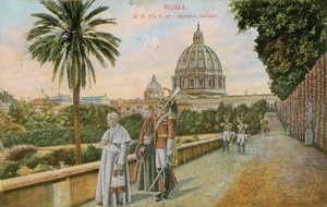 Pope Pius X in the gardens of the Vatican, Rome by Italian Photographer