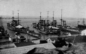 Taranto, Royal Ships Roma, Napoli, San Giorgio Anchored in the Small Sea by Italian Photographer