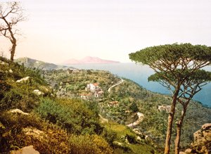 View of Vesuvius across the Bay of Naples by Italian Photographer