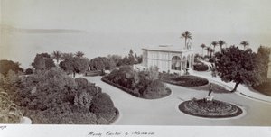 View of a Garden in Monte Carlo with a Gazebo Overlooking the Sea