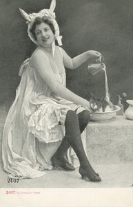 Woman in a Bonnet with Donkey