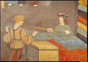 A Cloth Merchant Measuring Cloth