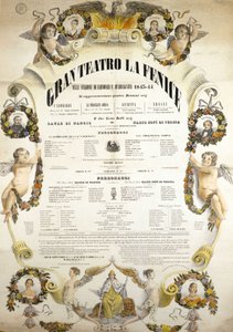 Poster of the Theatre of La Fenice in Venice for the season 1843 - 1844 by Italian School