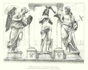 Andrea Contucci, The Baptism of Saint John, Bronze Group on One of the Baptistery Doors, The Angel by Spinazzi (engraving) by Italian School
