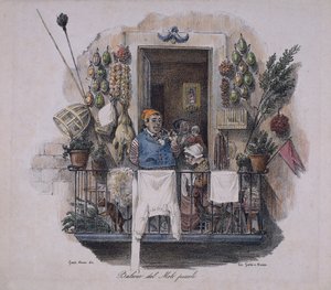 Balcony at the Small Pier in Naples, Italy, 19th Century by Italian School