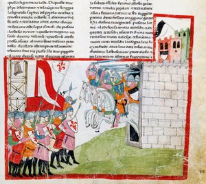 Battle of Montaperti, miniature by Pacino di Buonaguida from Nuova Cronica, by Giovanni Villani