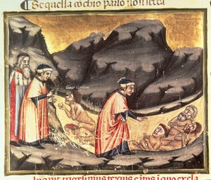 Dante and Virgil Meet Ugolino in the Circle of the Treacherous, from the Divine Comedy (the Inferno) by Italian School