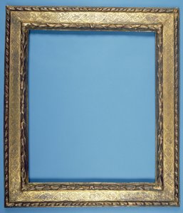Carved and gilded plate frame with a stepped floral design by Italian School