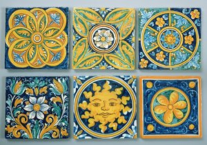 Ceramic tiles in the typical Caltagirone style by Italian School