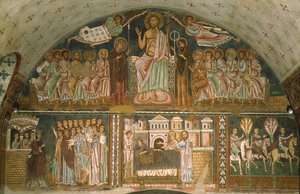 Christ enthroned between the Virgin, John the Baptist, the Apostles and two Angels by Italian School