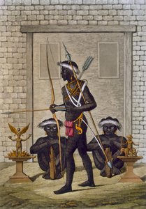 Congo Tribesmen and Fetish Figures Guard the Palace of the Saba or Sovereign, c.1820s-30s by Italian School