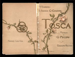 Cover, Libretto of Tosca by Giacomo Puccini, Edizione Ricordi, Italy