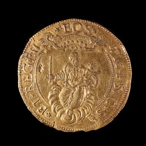 Currency of the Republic of Genoa: 20 gold doppie. 1645. (back)