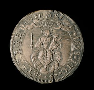 Currency of the Republic of Genoa: ECU wide in silver. Diam. 61 mm. 1693. back. by Italian School