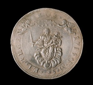 Currency of the Republic of Genes: Six Ecus Silver Coin. 1715. Front by Italian School