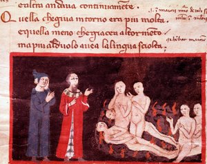 Dante and Virgil Surrounded by the Violents (song 14 from Hell, in the Divine Comedy) by Italian School