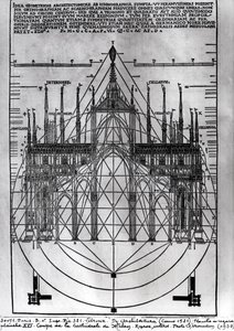 Design for Milan Cathedral, Illustration from De Architectura by Vitruvius, Como, 1521 by Italian School