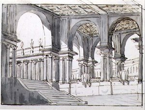 Design for a Neo-Classical Stage Set by Italian School