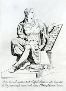 Drawing of a statue by Giovanni Ceccarini of Raffaello Sanzio da Urbino by Italian School
