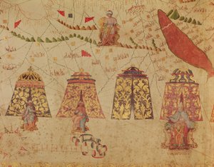 East Africa and the Red Sea with Prester John and the Legendary Kings of Africa, detail from a map of the Mediterranean Sea by Vesconte de Maggiolo, 1563
