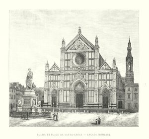 Church and Square of Santa Croce, Modern Facade (engraving) by Italian School