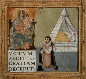 Ex-Voto Depicting a Man Thanking the Virgin for Being Healed from an Illness by Italian School