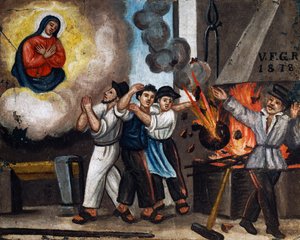 Explosion at work, ex-voto