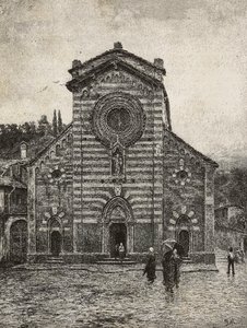 Facade of Bellano cathedral, Lake Como by Italian School