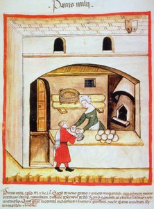 Preparation of Millet Bread (illustration from Tacuinum Sanitatis Codex Vindobonensis)