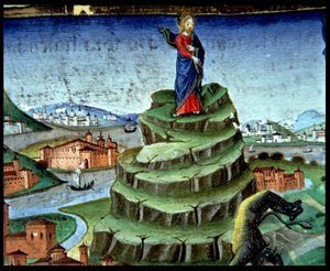 The Devil tempts Christ for a second time on the mountain