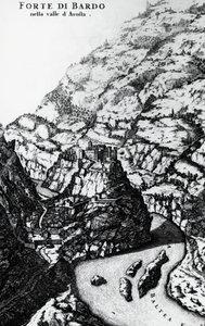 Fort Bard, engraving from Theatrum Sabaudiae by Italian School