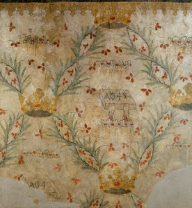 Fresco of floral ornamentation and crowns, formerly in the Casa Vismara in Legnano, XVsec.