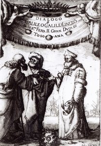Frontispiece to Dialogo sopra i due massimi sistemi del mondo by Galileo, published in 1632 by Italian School