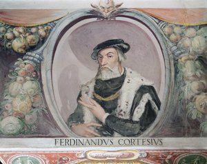 Hernan Cortés, in the Sala del Mappamondo by Italian School