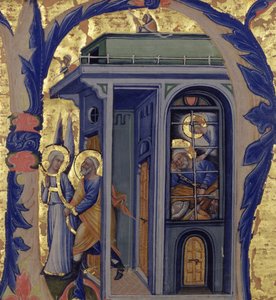 Historiated initial N depicting the Liberation of St. Peter by Italian School