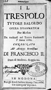 Il Trespolo Tutore Balordo Score for the Opera by Alessandro Stradella (1644 - 1682) Italian Composer. Modena 1688 by Italian School