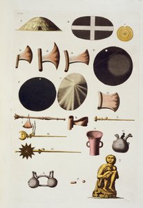 Inca Tools and Artefacts, Peru, from Le Costume Ancien et Moderne, Volume II, plate 22, by Jules Ferrario, published c.1820s-30s by Italian School