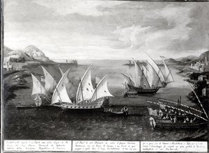 Incident off Patras Between the Venetian Captain Ivanovich da Dabrota and the Turkish Pirate Barbarossa, 17 April 1751 by Italian School