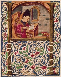 Initial Capital Letter Depicting a Man Wearing a Hat by Italian School