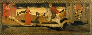 Knight killing a dragon in the presence of a princess
