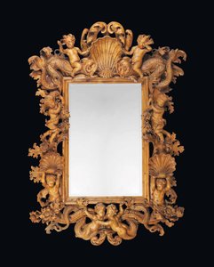 Large North Italian carved pine mirror, early 18th century by Italian School