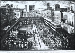 Large Tournament in Piazza Navona, c.1610 by Italian School