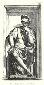 Lorenzo II, Duke of Urbino, Michelangelo (engraving) by Italian School