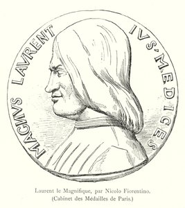 Lorenzo the Magnificent, by Nicolo Fiorentino, Cabinet des Medailles de Paris (engraving) by Italian School